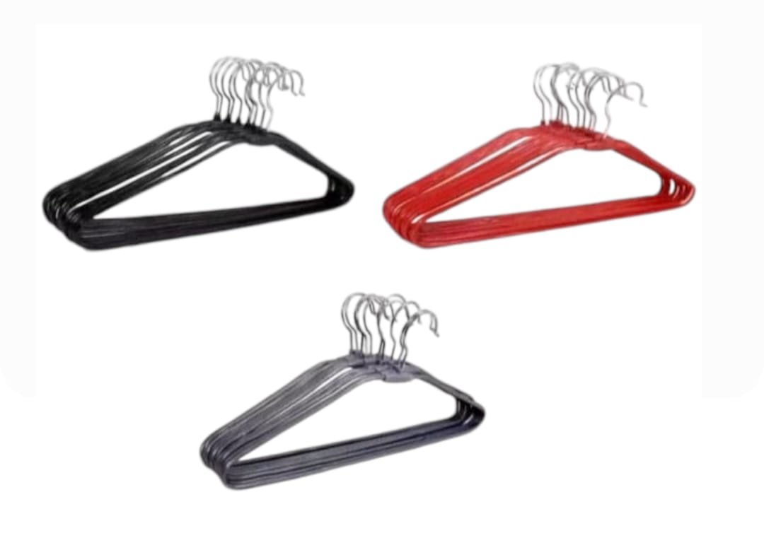 Durable and heavy almirah hangers for clothes with plastic coating multicolour (pack of 10)