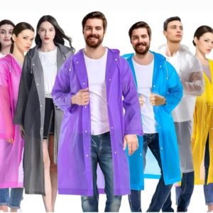 Water proof portable rain coat hooded universal for men &women, multicolour, universal size, (1 piece)