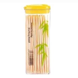 Premium 2 sided wooden bamboo toothpicks with dispenser box ( pack of 1)