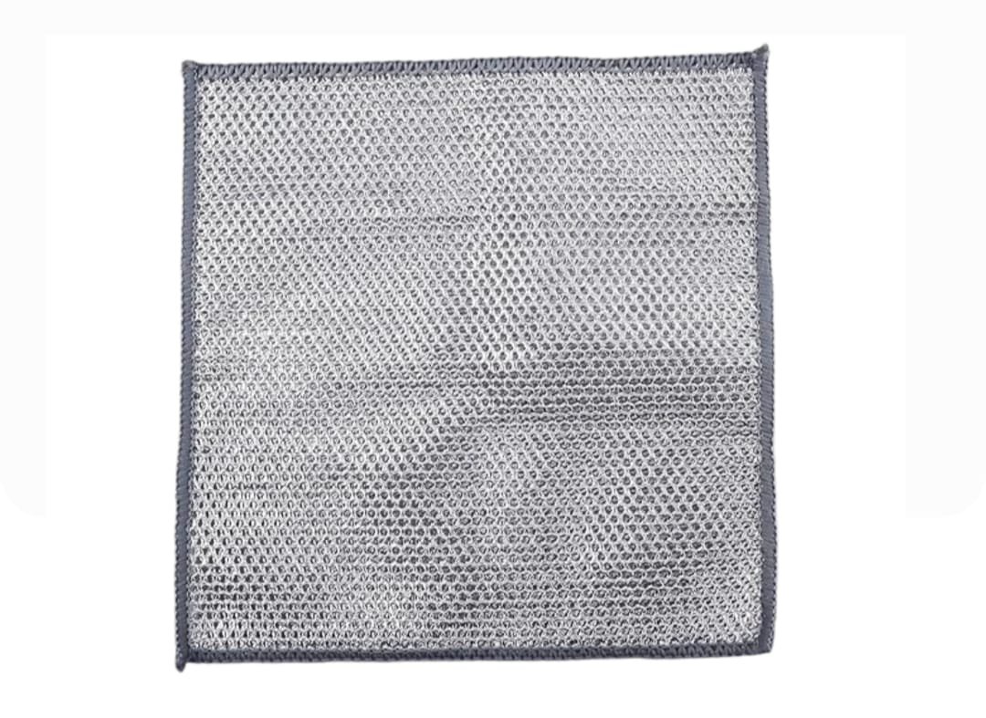 Double layer aluminium wire mesh scrub cloth for cleaning cooktop, dishes, sinks etc (1 piece)