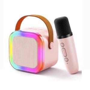 K-12 karaoke microphone, wireless blutooth speaker with LED lights and portable handleld mic speaker, multicolour (pack of 1 )