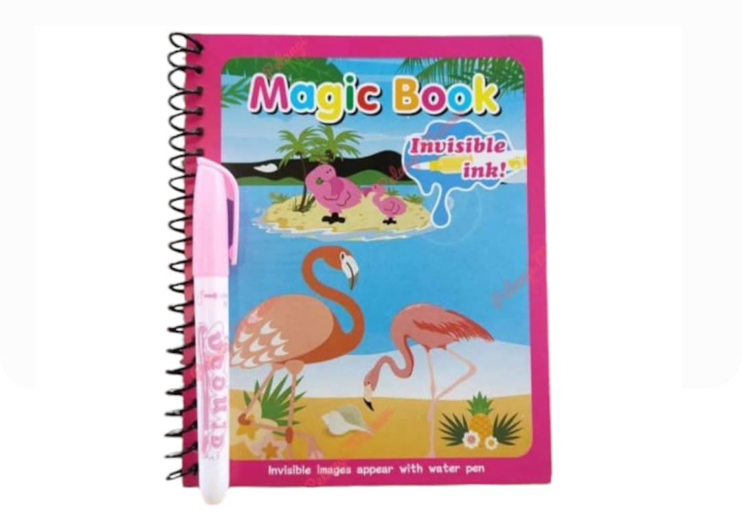 Childrens self drawing magic water reusable colouring book with pen for kids drawing practice, multidesign (1 book with pen)