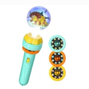 Mini projector torch toy with 3 slides, 24 patterns, education learning toys, space, animal & foods, multidesign& multicolour (Pack of 1)