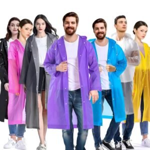 Water proof Portable Rain Coat Hooded Universal for Men & Women I Multicolor (Universal Size, 1 Piece)