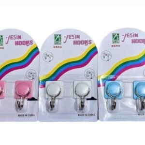 Jesin self adhesive hooks load capacity 1kg multicolour (pack of 2 hook)