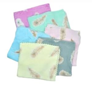 12 set of peacock feather touch microfiber super soft hand/face towel, multicolour