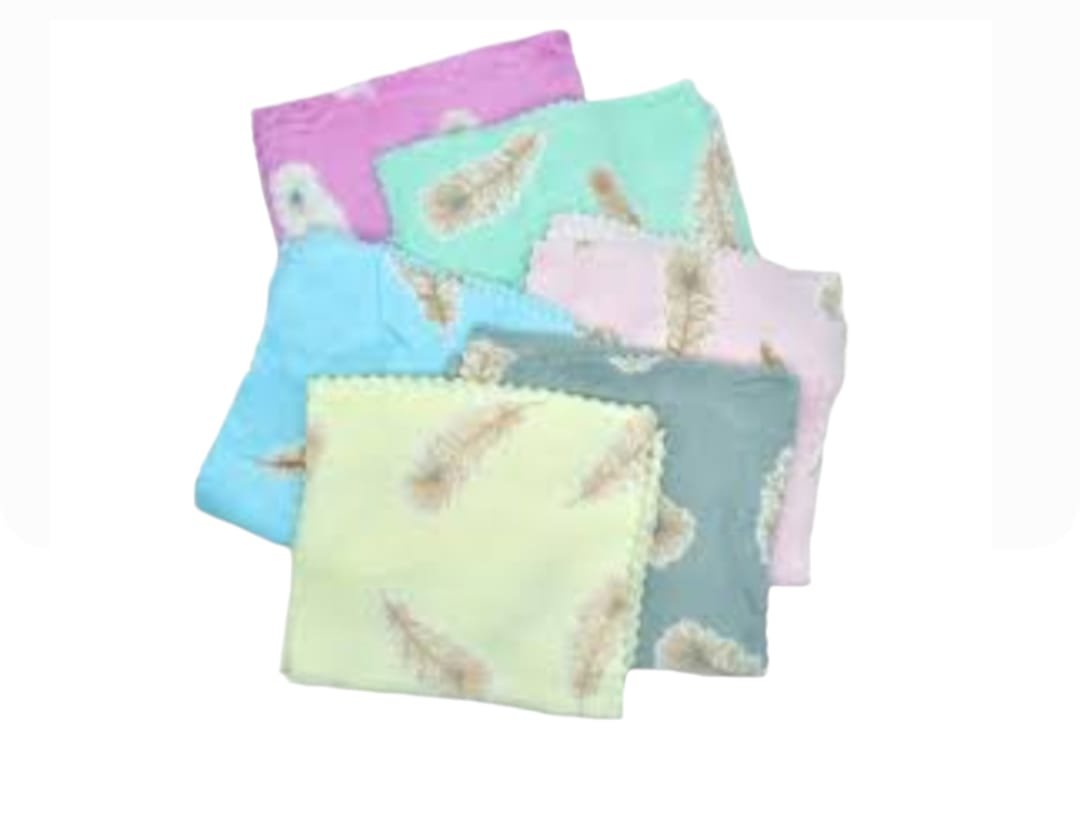 12 set of peacock feather touch microfiber super soft hand/face towel, multicolour