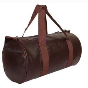 PU leather gym duffel bag sports& fitness bag with side compartments in brown colour (1 piece)