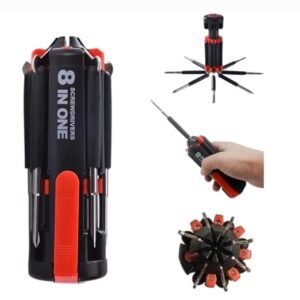 8 in 1 screwdrivers with flashlight, multifunctional (pack of 1)
